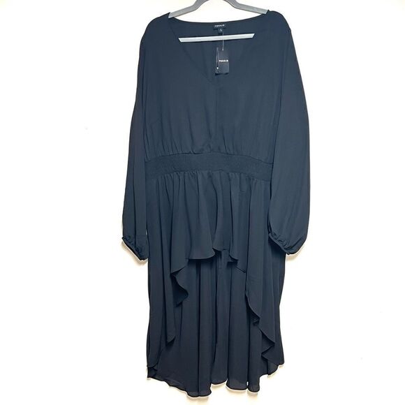 NWT Torrid Georgette Smocked Hi Lo Tunic Black Sz 4X Host Pick - Picture 3 of 8